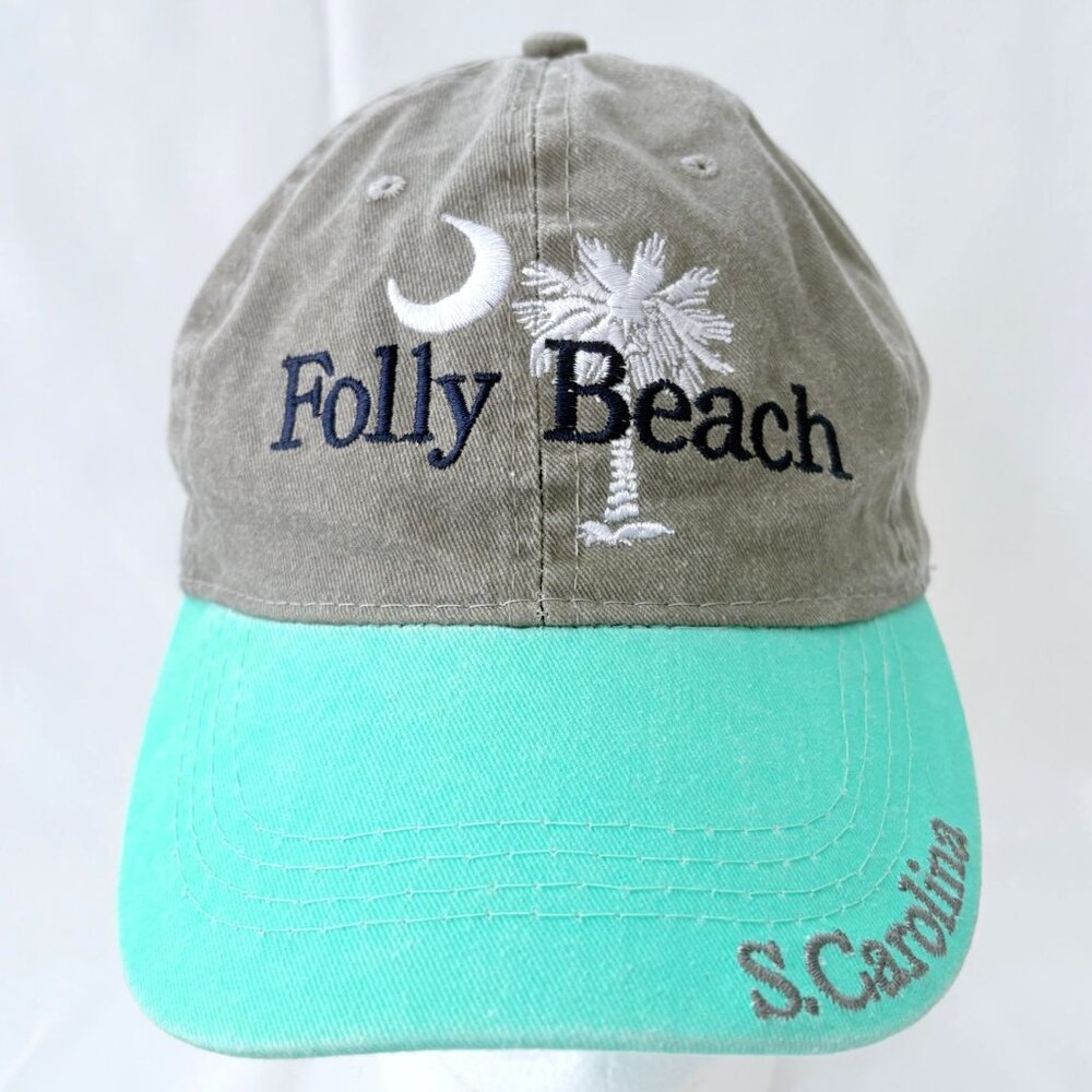 Folly Beach Embroidered S Carolina Palmetto Palm Strapback Baseball Cap Hat
